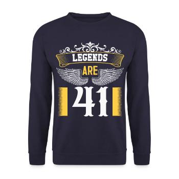 Legends are 41 years old, birthday 41 - Unisex Sweatshirt - navy - Front - Alina (178cm) & Michal (187cm)
