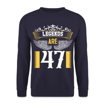 Legends are 47 years old, birthday 47 - Unisex Sweatshirt - navy - Front - Alina (178cm) & Michal (187cm)