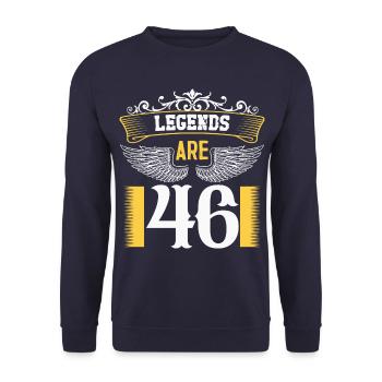 Legenden sind 46 Jahre alt, Geburtstag 46 - Unisex Pullover - Navy - Vorne - Alina (178cm) & Michal (187cm)