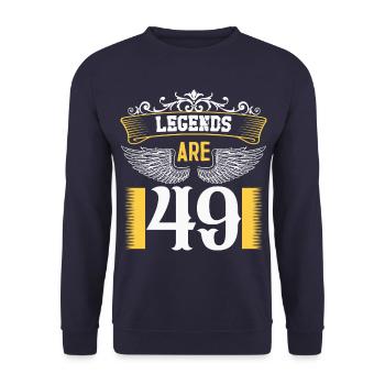 Legends are 49 years old, birthday 49 - Unisex Sweatshirt - navy - Front - Alina (178cm) & Michal (187cm)