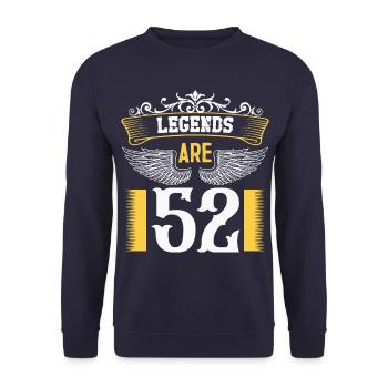 Legends are 52 years old, birthday 52 - Unisex Sweatshirt - navy - Front - Alina (178cm) & Michal (187cm)