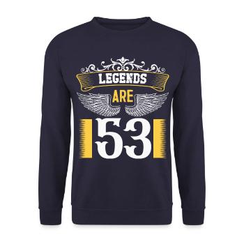 Legenden sind 53 Jahre alt, Geburtstag 53 - Unisex Pullover - Navy - Vorne - Alina (178cm) & Michal (187cm)