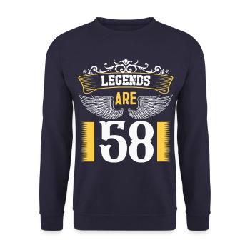 Legenden sind 58 Jahre alt, Geburtstag 58 - Unisex Pullover - Navy - Vorne - Alina (178cm) & Michal (187cm)