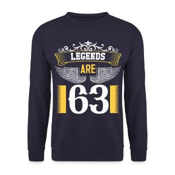 Legenden sind 63 Jahre alt, Geburtstag 63 - Unisex Pullover - Navy - Vorne - Alina (178cm) & Michal (187cm)