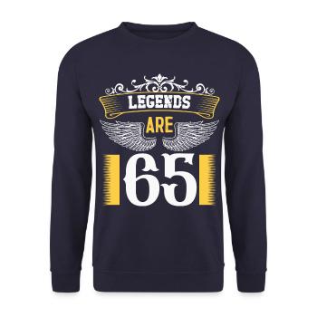 Legends are 65 years old, birthday 65 - Unisex Sweatshirt - navy - Front - Alina (178cm) & Michal (187cm)