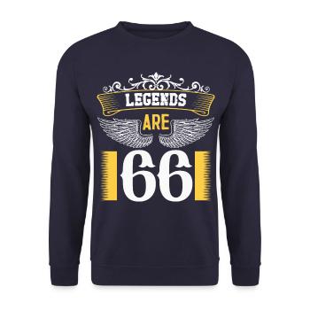 Legends are 66 years old, birthday 66 - Unisex Sweatshirt - navy - Front - Alina (178cm) & Michal (187cm)