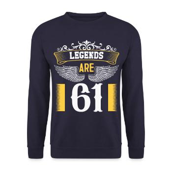 Legenden sind 61 Jahre alt, Geburtstag 61 - Unisex Pullover - Navy - Vorne - Alina (178cm) & Michal (187cm)