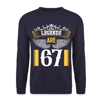 Legends are 67 years old, birthday 67 - Unisex Sweatshirt - navy - Front - Alina (178cm) & Michal (187cm)