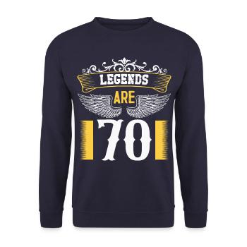 Legends are 70 years old, birthday 70 - Unisex Sweatshirt - navy - Front - Alina (178cm) & Michal (187cm)