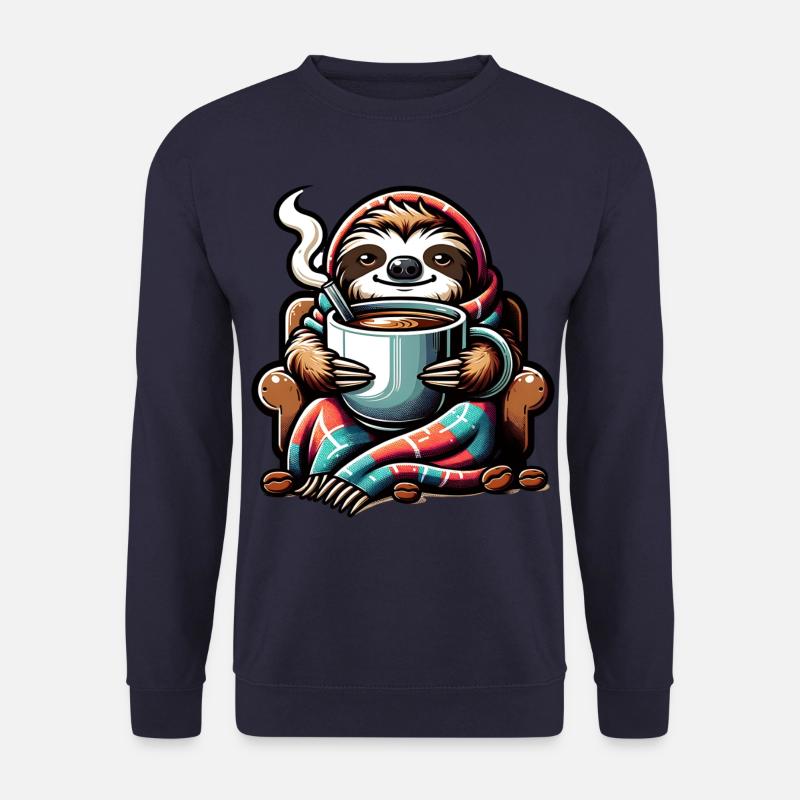 Cozy sloth with coffee - Unisex Sweatshirt - navy