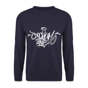Bochum Love Graffiti Tag - Unisex Pullover - Navy - Vorne - Alina (178cm) & Michal (187cm)