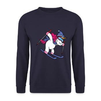Cadeau de t-shirt de vacances de ski de Licorne Amant de la Licorne - Sweat-shirt Unisexe - marine - Devant - Alina (178cm) & Michal (187cm)
