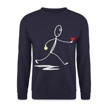 Herz - Herzlich - Strichmännchen - Unisex Pullover - Navy - Vorne - Alina (178cm) & Michal (187cm)