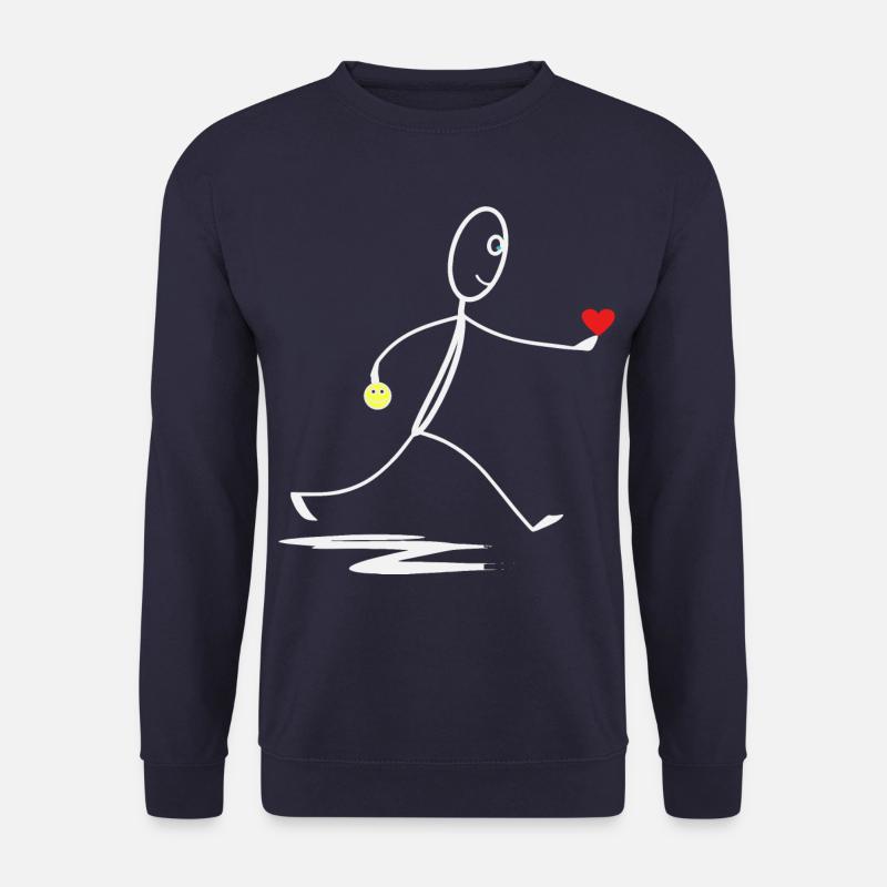 Herz - Herzlich - Strichmännchen - Unisex Pullover - Navy