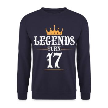 Legenden werden 17 Jahre alt, 17 Geburtstag - Unisex Pullover - Navy - Vorne - Alina (178cm) & Michal (187cm)
