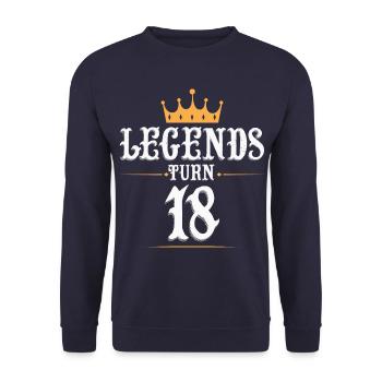 Legends turn 18 years old, 18 birthday - Unisex Sweatshirt - navy - Front - Alina (178cm) & Michal (187cm)