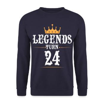 Legends turn 24 years old, 24 birthday - Unisex Sweatshirt - navy - Front - Alina (178cm) & Michal (187cm)