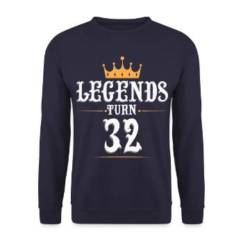 Legends turn 32 years old, 32 birthday - Unisex Sweatshirt - navy - Front - Alina (178cm) & Michal (187cm)