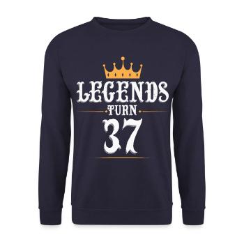 Legenden werden 37 Jahre alt, 37 Geburtstag - Unisex Pullover - Navy - Vorne - Alina (178cm) & Michal (187cm)