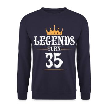 Legenden werden 35 Jahre alt, 35 Geburtstag - Unisex Pullover - Navy - Vorne - Alina (178cm) & Michal (187cm)