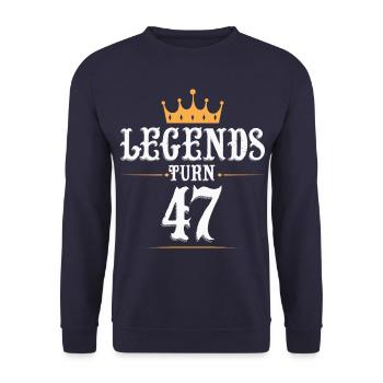 Legends turn 47, 47 birthday - Unisex Sweatshirt - navy - Front - Alina (178cm) & Michal (187cm)