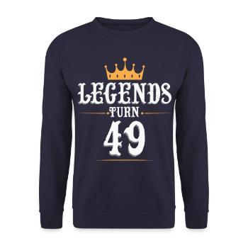 Legends turn 49, 49 birthday - Unisex Sweatshirt - navy - Front - Alina (178cm) & Michal (187cm)