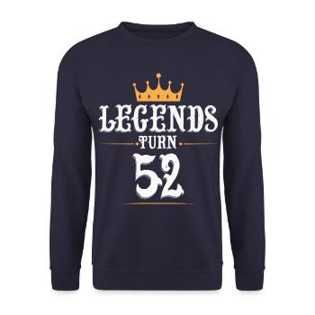 Legends turn 52, 52 birthday - Unisex Sweatshirt - navy - Front - Alina (178cm) & Michal (187cm)