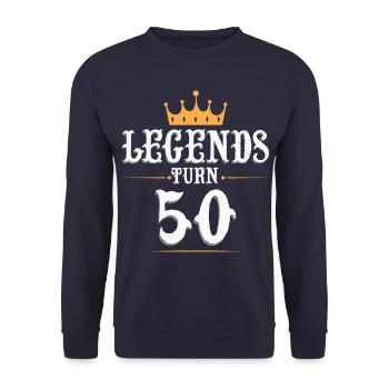 Legenden werden 50 Jahre alt, 50 Geburtstag - Unisex Pullover - Navy - Vorne - Alina (178cm) & Michal (187cm)