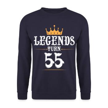 Legends turn 55, 55 birthday - Unisex Sweatshirt - navy - Front - Alina (178cm) & Michal (187cm)