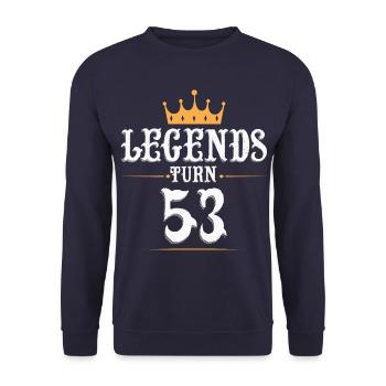 Legenden werden 53 Jahre alt, 53 Geburtstag - Unisex Pullover - Navy - Vorne - Alina (178cm) & Michal (187cm)