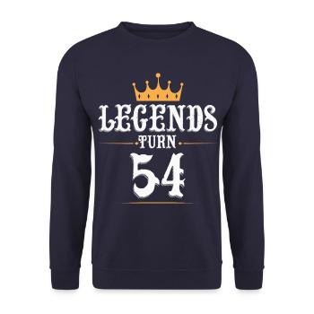 Legends turn 54, 54 birthday - Unisex Sweatshirt - navy - Front - Alina (178cm) & Michal (187cm)