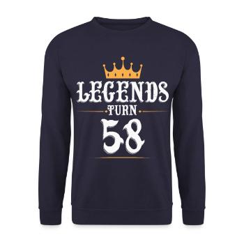Legenden werden 58 Jahre alt, 58 Geburtstag - Unisex Pullover - Navy - Vorne - Alina (178cm) & Michal (187cm)
