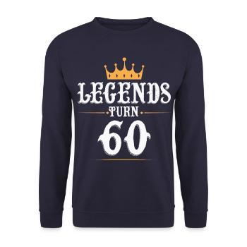 Legenden werden 60 Jahre alt, 60 Geburtstag - Unisex Pullover - Navy - Vorne - Alina (178cm) & Michal (187cm)