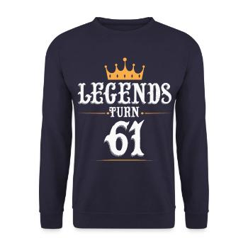 Les légendes ont 61 ans, 61 ans - Sweat-shirt Unisexe - marine - Devant - Alina (178cm) & Michal (187cm)