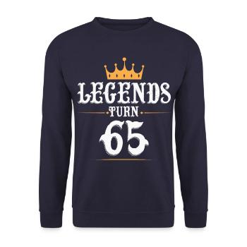Legends turn 65, 65 birthday - Unisex Sweatshirt - navy - Front - Alina (178cm) & Michal (187cm)