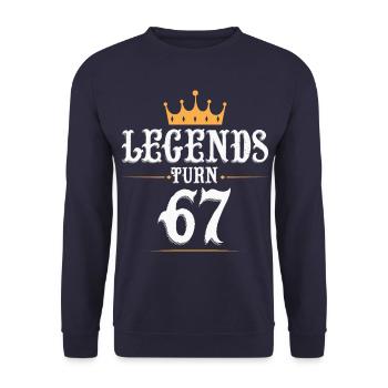 Legends turn 67, 67 birthday - Unisex Sweatshirt - navy - Front - Alina (178cm) & Michal (187cm)
