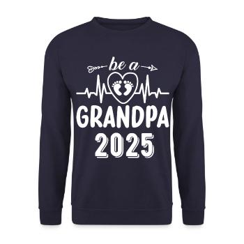 Werdender Opa 2025, Herzschlag, Opa 2025 - Unisex Pullover - Navy - Vorne - Alina (178cm) & Michal (187cm)