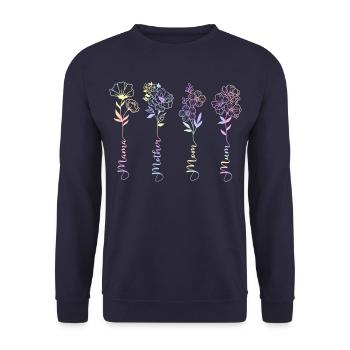 FLEURS DE LA FÊTE DES MÈRES - Sweat-shirt Unisexe - marine - Devant - Alina (178cm) & Michal (187cm)