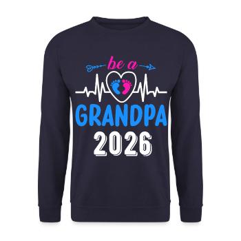 Become a Grandpa 2026 With Heart and Feet - Unisex Sweatshirt - navy - Front - Alina (178cm) & Michal (187cm)