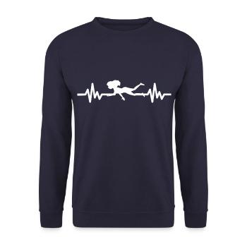 Heartbeat Swimmer - Diver Water Sports Athlete - Unisex Sweatshirt - navy - Front - Alina (178cm) & Michal (187cm)