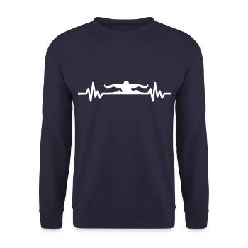 Heartbeat Swimmer - Diver Water Sports Athlete - Unisex Sweatshirt - navy - Front - Alina (178cm) & Michal (187cm)