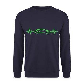 Heartbeat - Heartbeat - Sports Car - Supercar - Unisex Sweatshirt - navy - Front - Alina (178cm) & Michal (187cm)