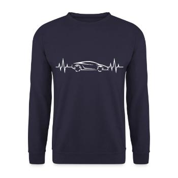 Heartbeat - Heartbeat - Sports Car - Supercar - Unisex Sweatshirt - navy - Front - Alina (178cm) & Michal (187cm)