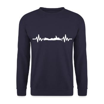 Heartbeat Swimmer - Diver Water Sports Athlete - Unisex Sweatshirt - navy - Front - Alina (178cm) & Michal (187cm)