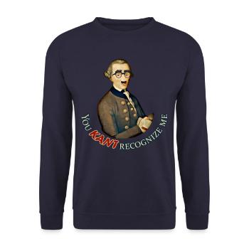 Lustiger Philosoph: Kann Immanuel Kant nicht erkennen - Unisex Pullover - Navy - Vorne - Alina (178cm) & Michal (187cm)