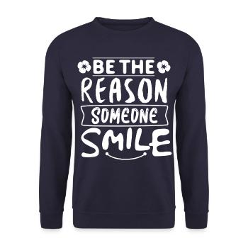 Sei der Grund warum andere glücklich sind - Unisex Pullover - Navy - Vorne - Alina (178cm) & Michal (187cm)