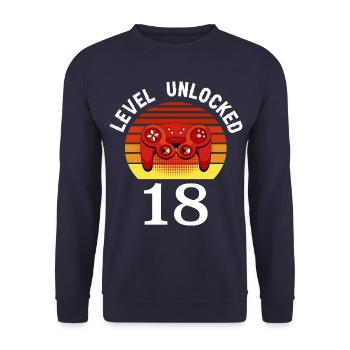 Level 18 unlocked 18 Birthday 18 years old - Unisex Sweatshirt - navy - Front - Alina (178cm) & Michal (187cm)