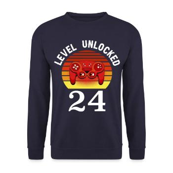 Level 24 unlocked 24 Birthday 24 years old - Unisex Sweatshirt - navy - Front - Alina (178cm) & Michal (187cm)