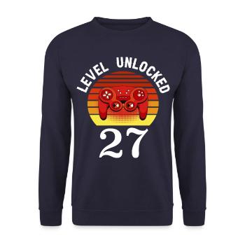 Level 27 unlocked 27 birthday 27 years old - Unisex Sweatshirt - navy - Front - Alina (178cm) & Michal (187cm)