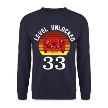 Level 33 unlocked 33 Birthday 33 years old - Unisex Sweatshirt - navy - Front - Alina (178cm) & Michal (187cm)